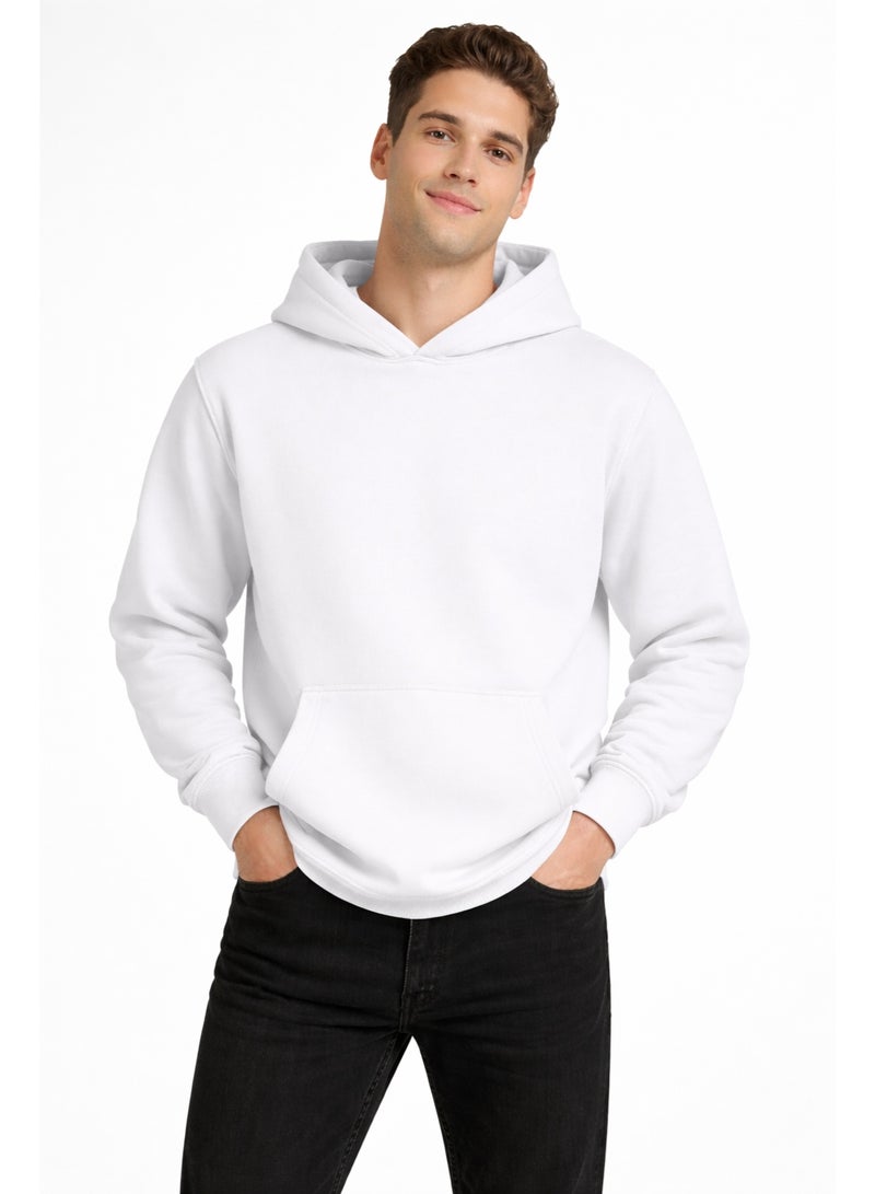 Premium Apparel White Regular-Fit Hoodie for Men & Women – Unisex Pullover Sweatshirt, Casual Streetwear - Image 1